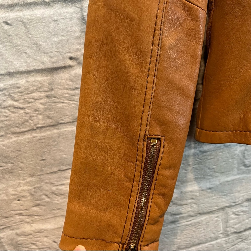 MICHAEL Michael Kors XS Brown Leather Short Moto Jacket -AS IS- - Picture 8 of 16